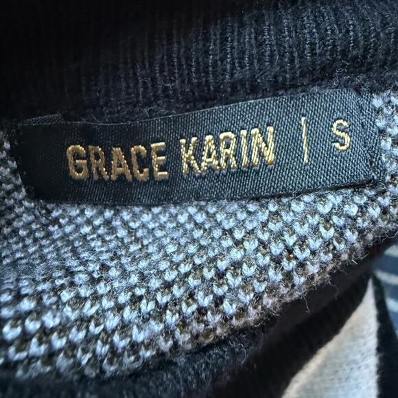 Grace Karin Striped Mock Neck Sweater Mens Small Colorblock Retro Fall Statement - Picture 4 of 6